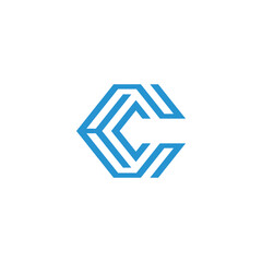 Modern Minimalist Letter C Logo Design with Geometric Hexagon Shape and Professional Tech Identity