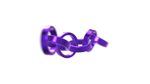 spinning purple metallic rings on white background animation video