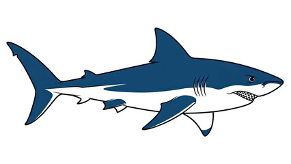 Obraz premium Majestic Blue and White Shark Swimming Gracefully in the Ocean.