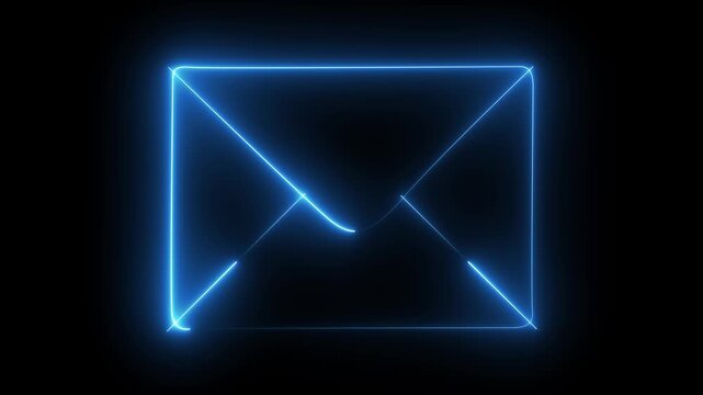 Neon Blue Glowing Email Envelope Animation