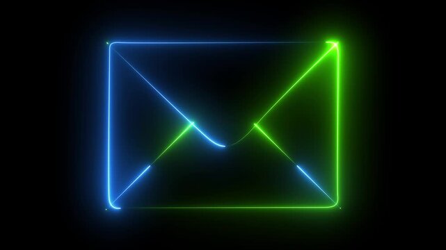 Neon Blue and Green Glowing Email Envelope Animation