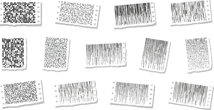 A collection of various barcodes and QR codes are displayed in a grid pattern on a white background.