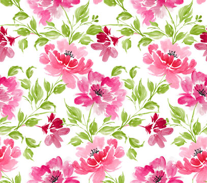 Seamless flowers pattern. Watercolor pattern design.