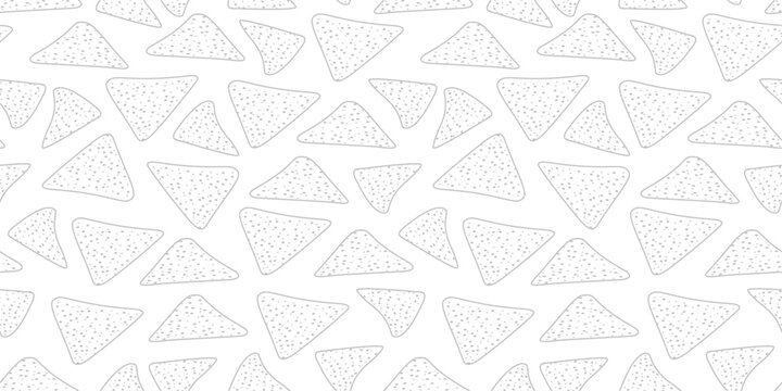 doodle nachos pattern background. tortilla chips pattern. nachos seamless pattern background.