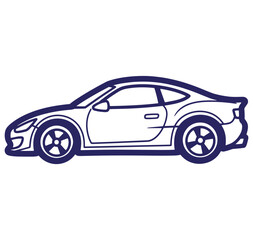 Fototapeta premium Simple illustration of a sleek modern sports car in vector graphic style on a white background