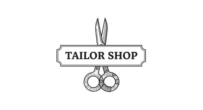 Tailor shop emblem with scissors