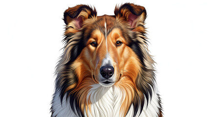 Majestic collie dog with striking brown and white fur