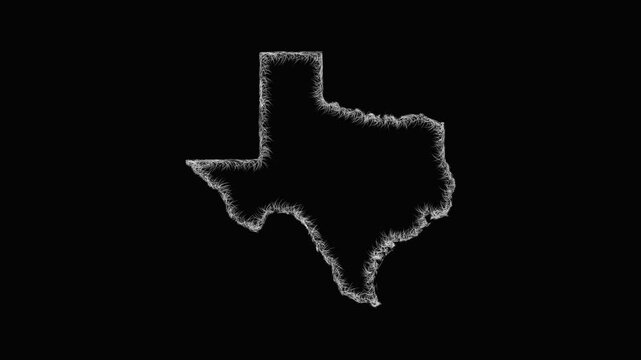 Sketch Texas outline map animation - smooth progressive reveal