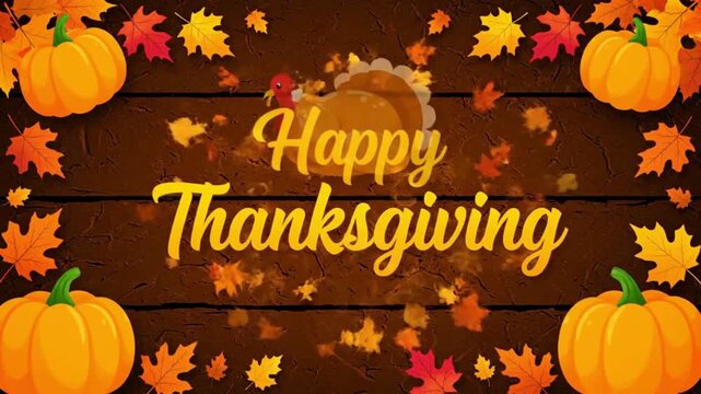 Thanksgiving Feast Intro, Animated pumpkins, leaves, and turkey icons reveal a warm fall message