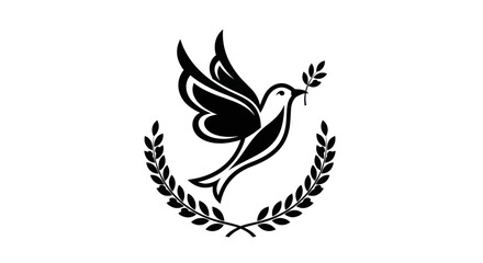 Fototapeta premium Flying dove with olive branch vector