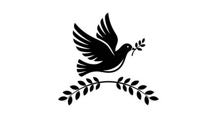 Fototapeta premium Flying dove with olive branch vector