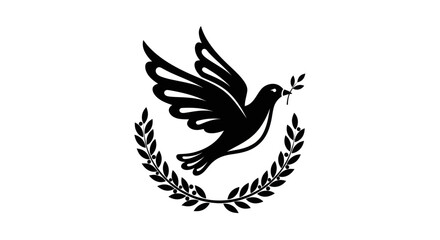 Fototapeta premium Flying dove with olive branch vector illustration