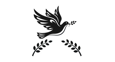Obraz premium Flying dove with olive branch vector illustration