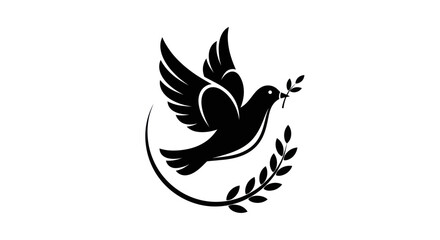 Obraz premium Flying dove with olive branch