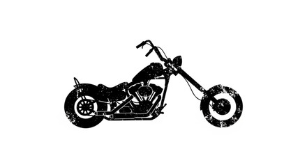 Obraz premium Black motorcycle silhouette with sleek design and chrome accents on white background side view