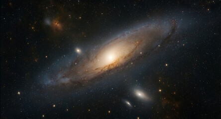 andromeda galaxy with distant galaxies in a stunning cosmic landscape.
