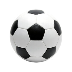 Fototapeta premium Soccer ball classic black and white pentagon hexagons stitched design realistic sporty game equipment on transparent background object isolated