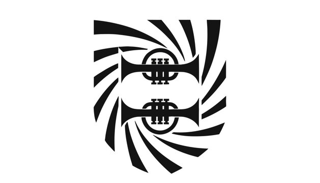 Dynamic abstract trumpets logo in modern style