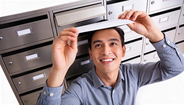 Man retrieving mail from a mailbox