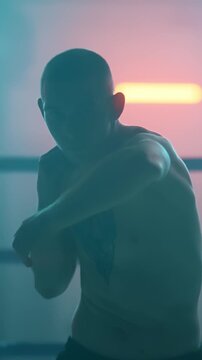 Intense Boxing Training and Fight: Professional Boxers Sparring in Ring, Close-up Portraits, Jumping Rope, Push-ups, and Cinematic Gym Workout Sessions with Athletic Men.