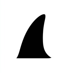 Fototapeta premium Simple black silhouette of a shark's dorsal fin against a stark white background