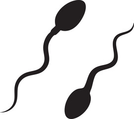 Human Sperm Cell Black Vector Illustration Isolated on Transparent Background