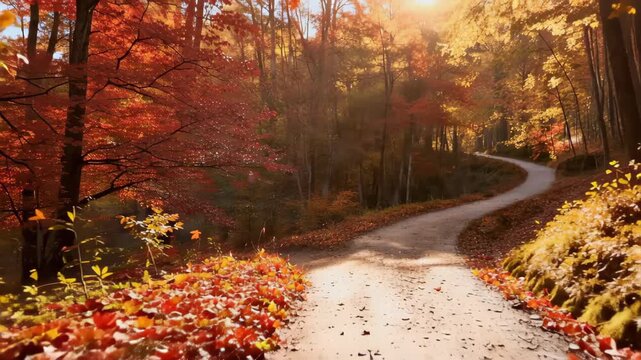 Captivating Autumn Nature: A Journey Through the Forest with Colorful Falling Leaves