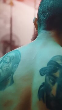 Intense Boxing Training and Fight: Professional Boxers Sparring in Ring, Close-up Portraits, Jumping Rope, Push-ups, and Cinematic Gym Workout Sessions with Athletic Men.