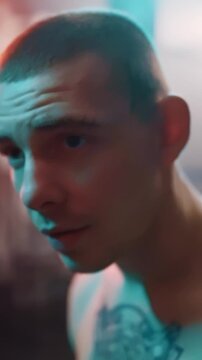 Intense Boxing Training and Fight: Professional Boxers Sparring in Ring, Close-up Portraits, Jumping Rope, Push-ups, and Cinematic Gym Workout Sessions with Athletic Men.