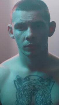 Intense Boxing Training and Fight: Professional Boxers Sparring in Ring, Close-up Portraits, Jumping Rope, Push-ups, and Cinematic Gym Workout Sessions with Athletic Men.