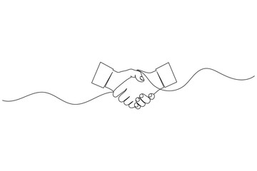 Obraz premium Handshake continuous line drawing partnership business deal