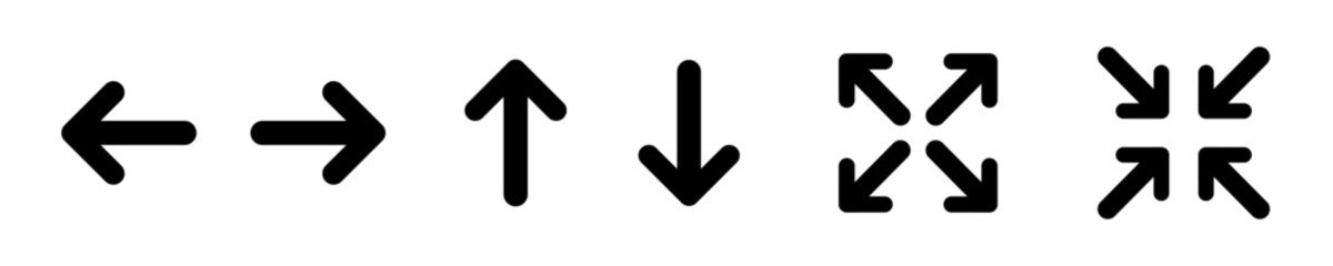 Navigation arrow and resize control icon set with expand and minimize symbols for app and web UI design © Point Nemo
