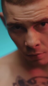 Intense Boxing Training and Fight: Professional Boxers Sparring in Ring, Close-up Portraits, Jumping Rope, Push-ups, and Cinematic Gym Workout Sessions with Athletic Men.
