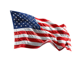 Obraz premium American Flag Waving in Wind with Stars and Stripes Detail Isolated on transparent background