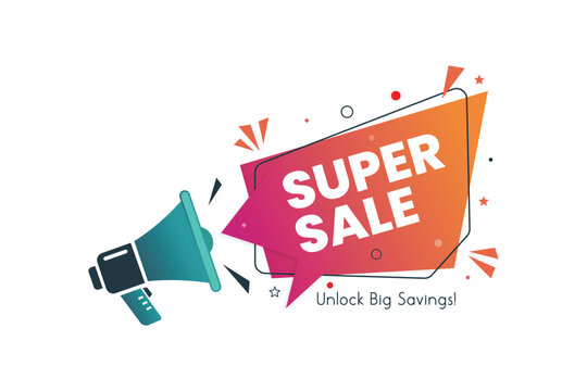 Super Sale Announcement with Megaphone for Big Savings Promotion