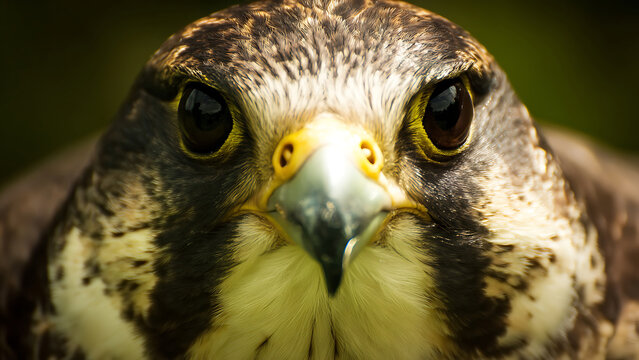 Close-up Portrait of a Fierce Peregrine Falcons Intense Gaze.