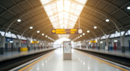 Obraz premium Empty Subway Station Platform with Modern Architecture.