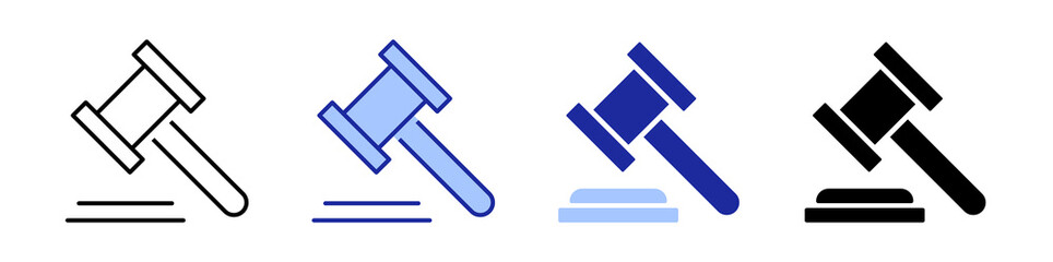 Gavel icon set. judge gavel icon vector. law icon vector. auction hammer