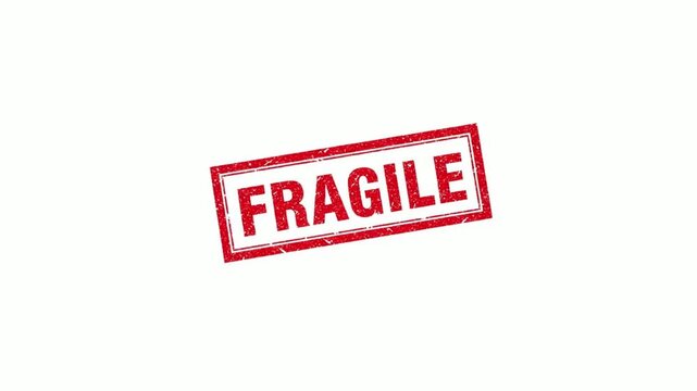 Red fragile stamp isolated on transparent background