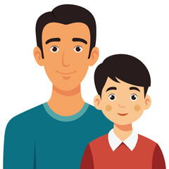 Obraz premium Portrait of Father and son in flat style