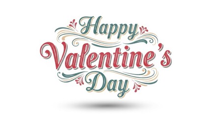 Fototapeta premium Festive happy valentine's day typography with decorative floral elements