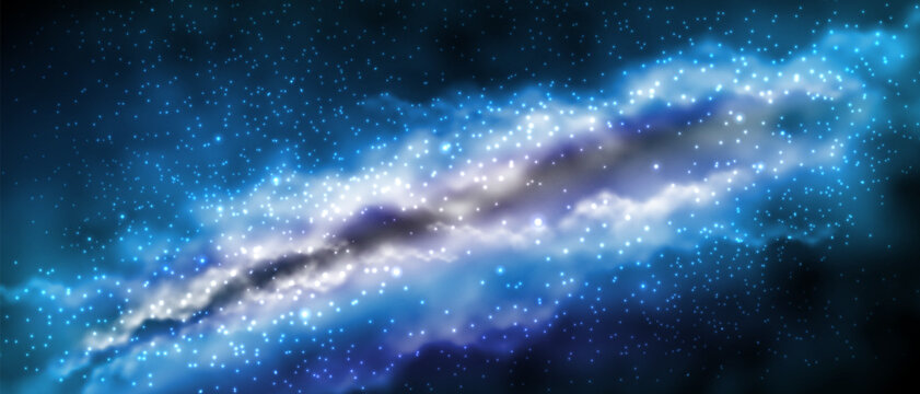 Sky galaxy cloud nebula stars dark night universe milky way cosmos vector
