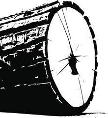 Half-cut tree trunk leaning slightly, axe mark visible on bark 1 © MdRasal