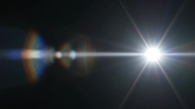 Slow horizontal anamorphic white light streak moving across an absolute dark screen simulating a cinematic glare glare, blur, element