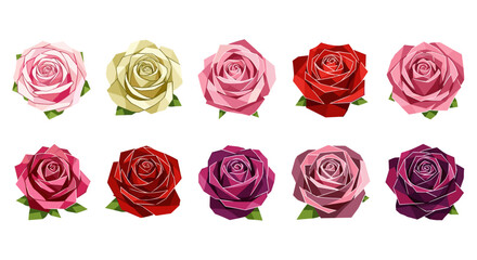 Fototapeta premium Collection of colorful roses in various shades