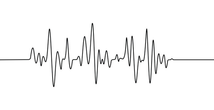 Simple waveform illustration representing sound or signal processing in a digital context with a clean white background