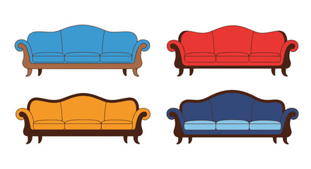 Victorian Sofa Line clean colorful art vector © Mukti