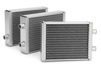 Three rectangular metal air filters with black mesh material on a white background.