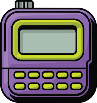 Retro Pager Device Vector Icon: 90s Vintage Beeper Illustration.