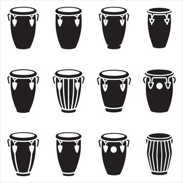 Collection of Minimalist Conga and Percussion Drum Vector Icons